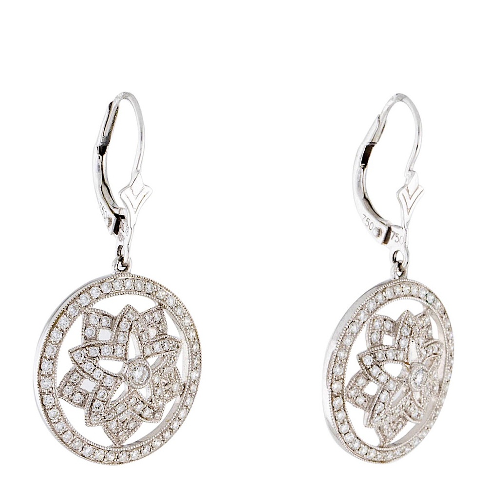 Vintage 18k Natural Diamond Drop Earrings - Picture 9 of 9
